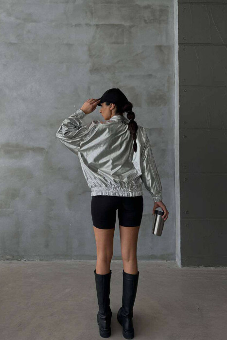 ONE COLOR SIMPLE WOMAN JACKET SILVER/ARGJEND - 4