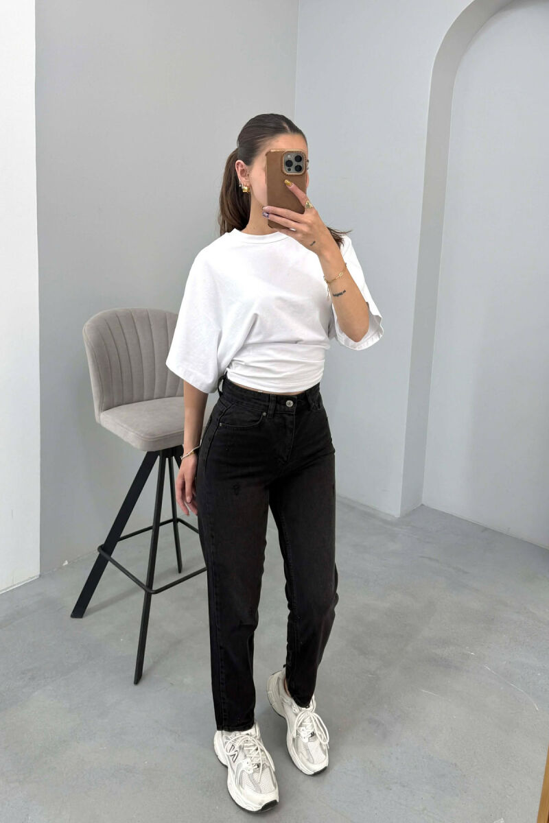 ONE COLOR SIMPLE WOMAN JEANS BLACK/ E ZEZE - 1