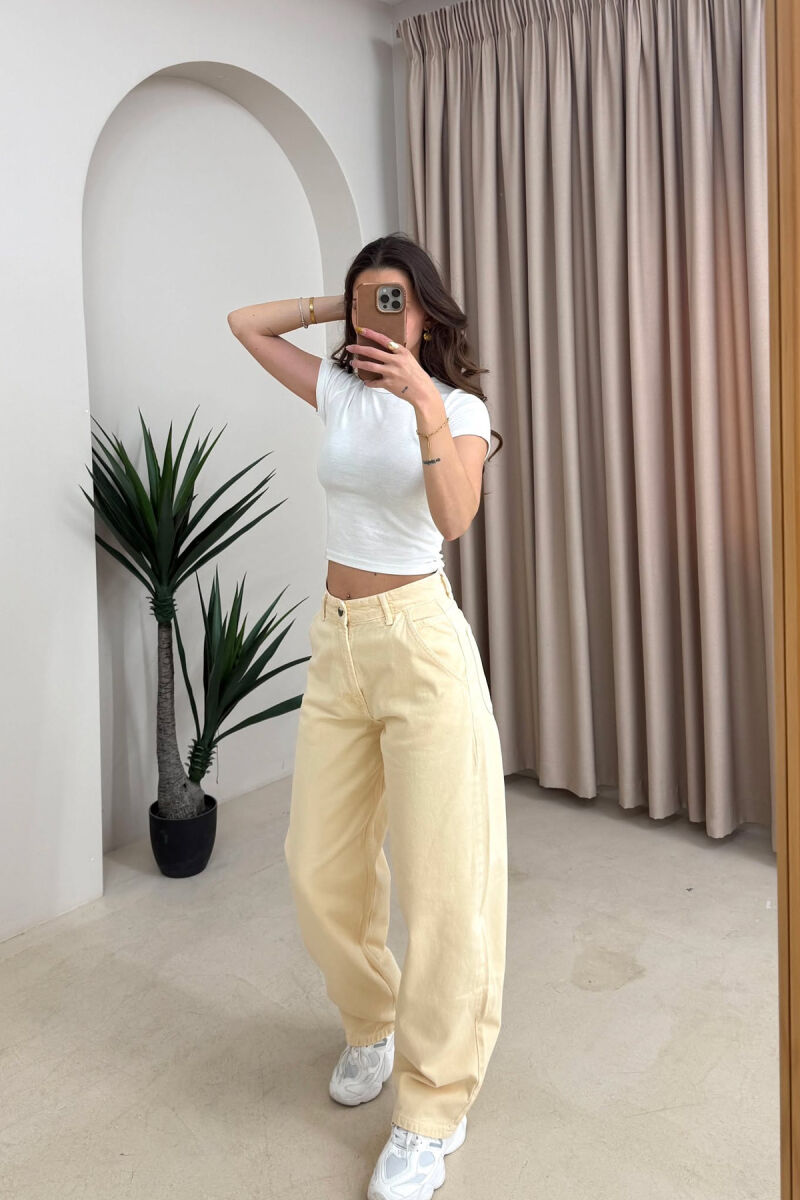 ONE COLOR SIMPLE WOMAN JEANS CREAM/KREM - 2