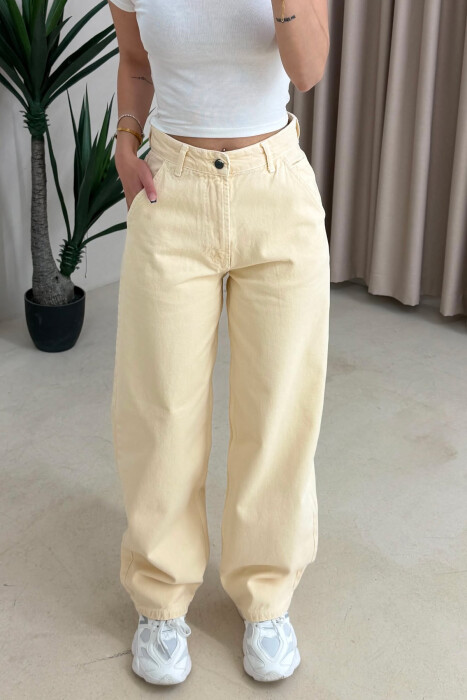 ONE COLOR SIMPLE WOMAN JEANS CREAM/KREM - 4