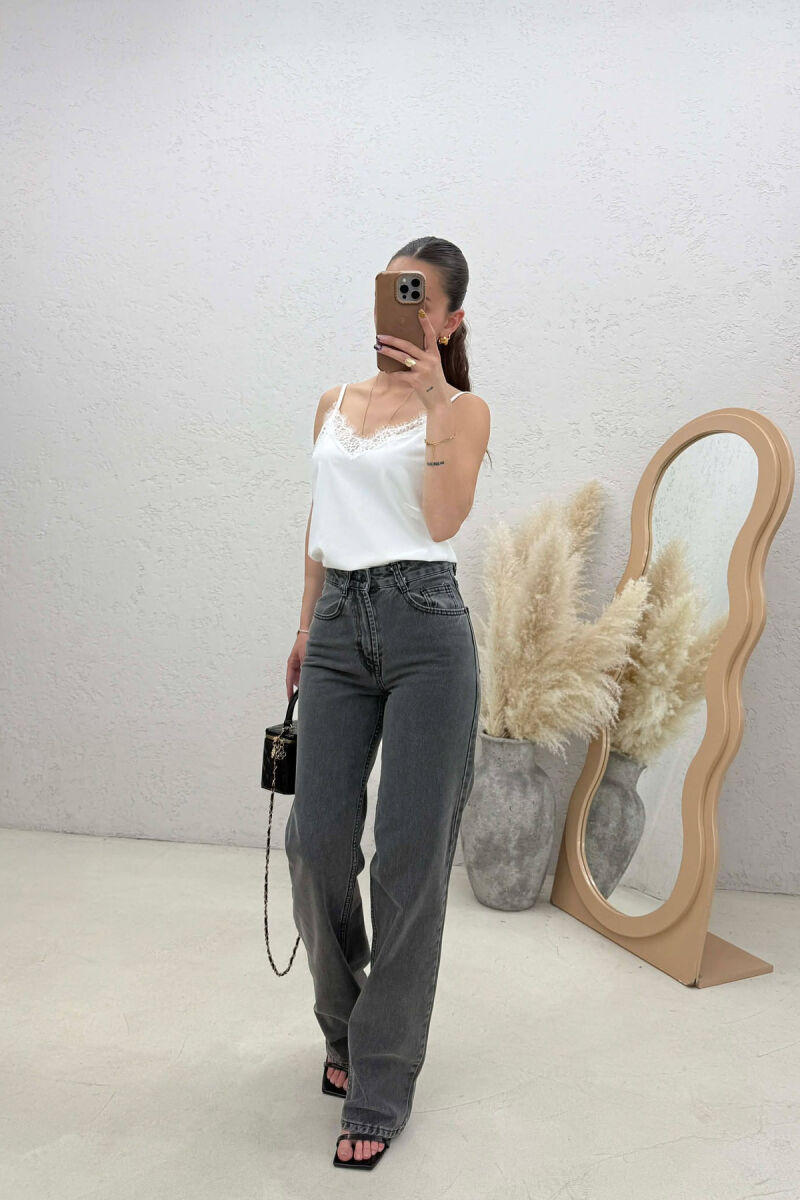 ONE COLOR SIMPLE WOMAN JEANS DARK GREY/GEE - 1