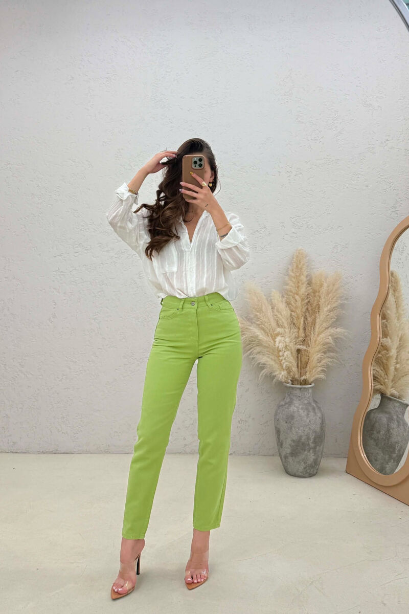 ONE COLOR SIMPLE WOMAN JEANS LIGHT GREEN/JEZB - 1