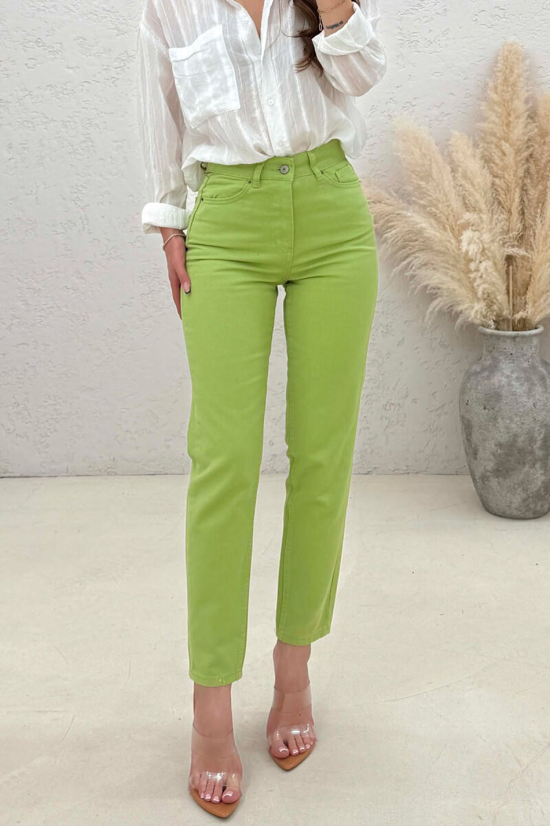ONE COLOR SIMPLE WOMAN JEANS LIGHT GREEN/JEZB - 3