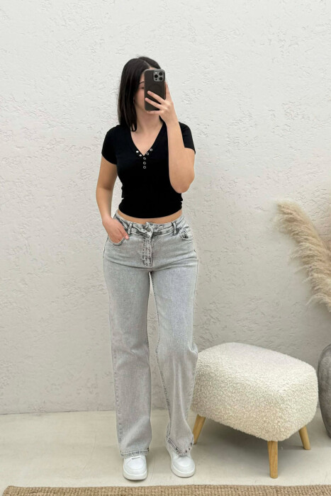 ONE COLOR SIMPLE WOMAN JEANS LIGHT GREY/GZ - 
