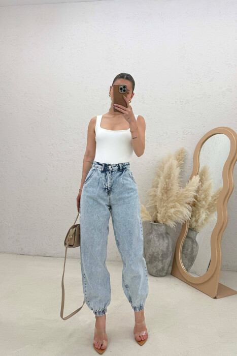 ONE COLOR SIMPLE WOMAN JEANS LIGHTBLUE/BZ - KLAUDIO FASHION