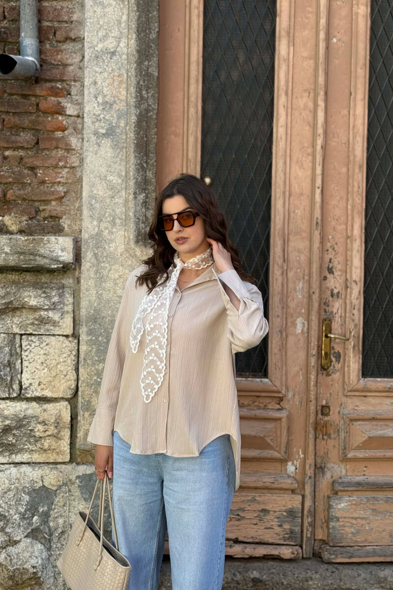 ONE COLOR SIMPLE WOMAN SHIRT BEIGE/BEZHE - 1