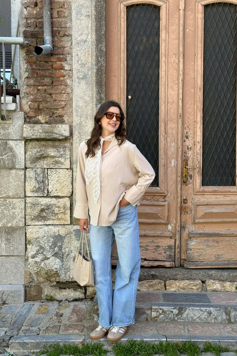 ONE COLOR SIMPLE WOMAN SHIRT BEIGE/BEZHE - 2