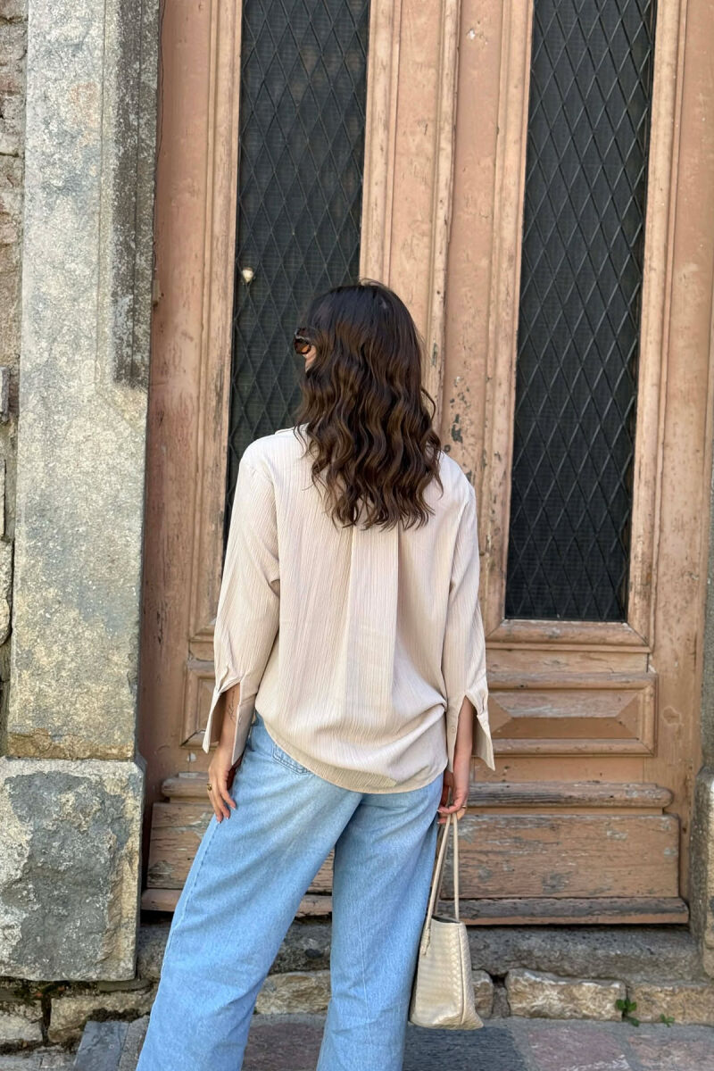 ONE COLOR SIMPLE WOMAN SHIRT BEIGE/BEZHE - 4