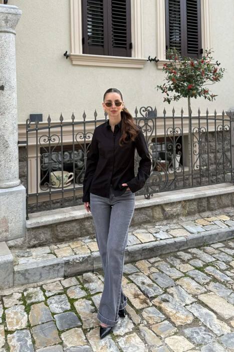 ONE COLOR SIMPLE WOMAN SHIRT BLACK/ E ZEZE - 1