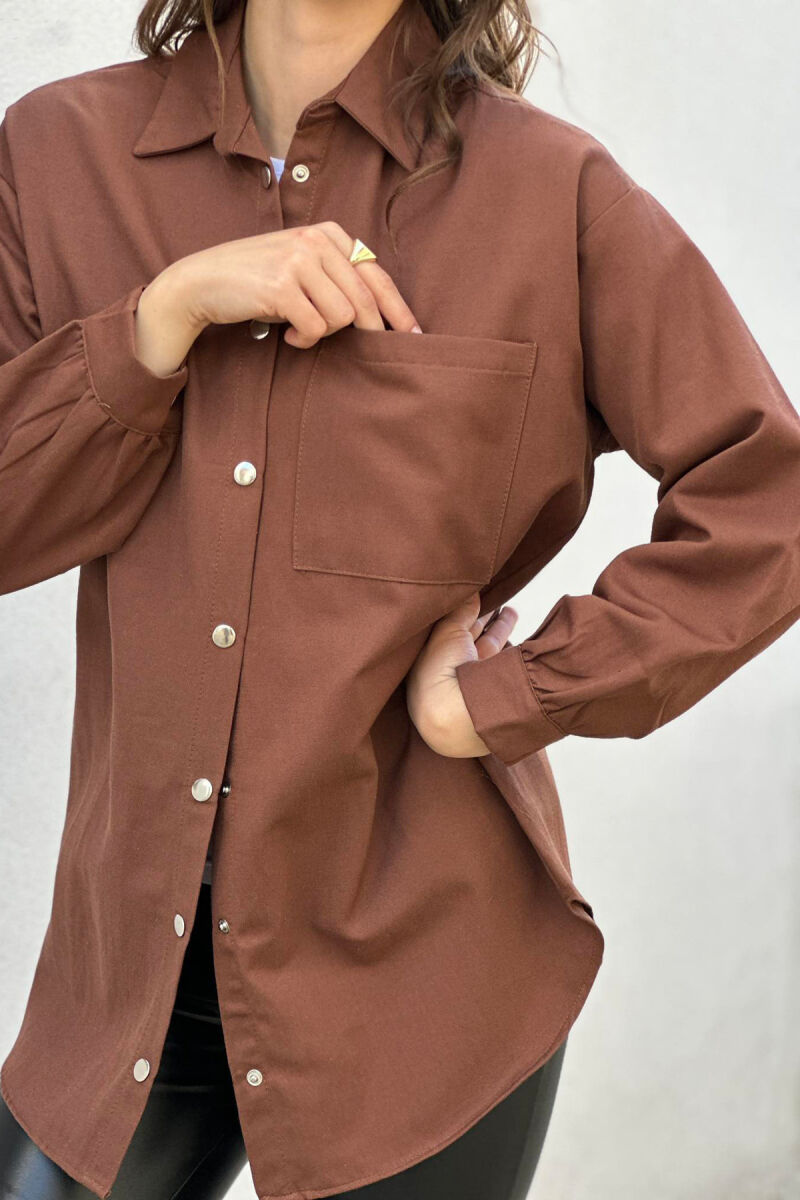 ONE COLOR SIMPLE WOMAN SHIRT BROWN/KAFE - 2