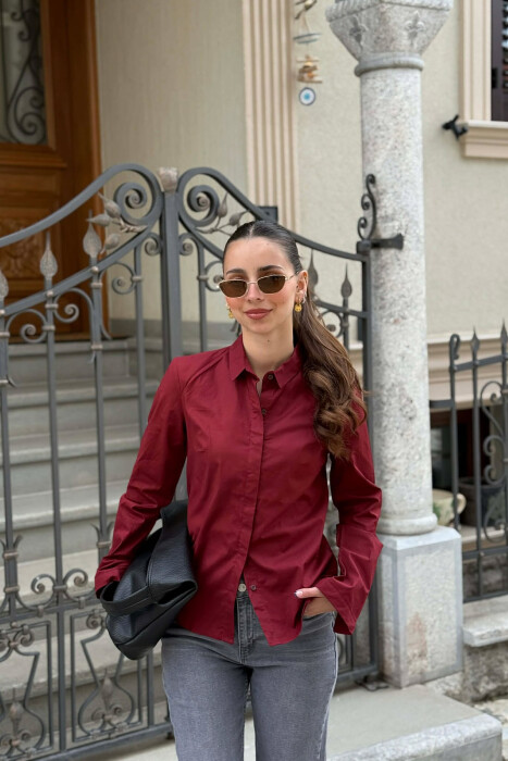 ONE COLOR SIMPLE WOMAN SHIRT BURGUNDY/VISHNJE - 1