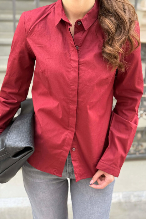 ONE COLOR SIMPLE WOMAN SHIRT BURGUNDY/VISHNJE - 2