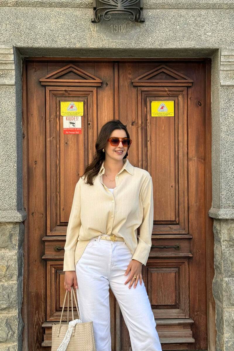 ONE COLOR SIMPLE WOMAN SHIRT CREAM/KREM - 2