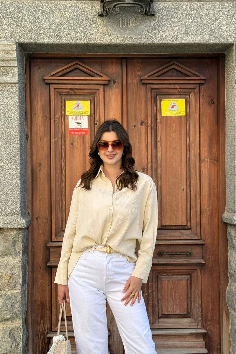 ONE COLOR SIMPLE WOMAN SHIRT CREAM/KREM - 4