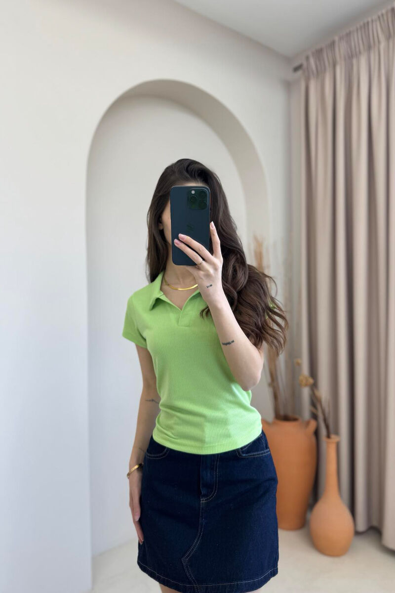 ONE COLOR SIMPLE WOMAN SHIRT LIGHT GREEN/JEZB - 4