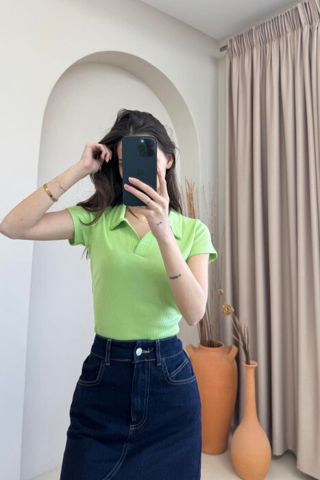 ONE COLOR SIMPLE WOMAN SHIRT LIGHT GREEN/JEZB - 6