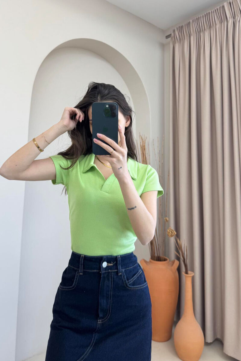 ONE COLOR SIMPLE WOMAN SHIRT LIGHT GREEN/JEZB - 6