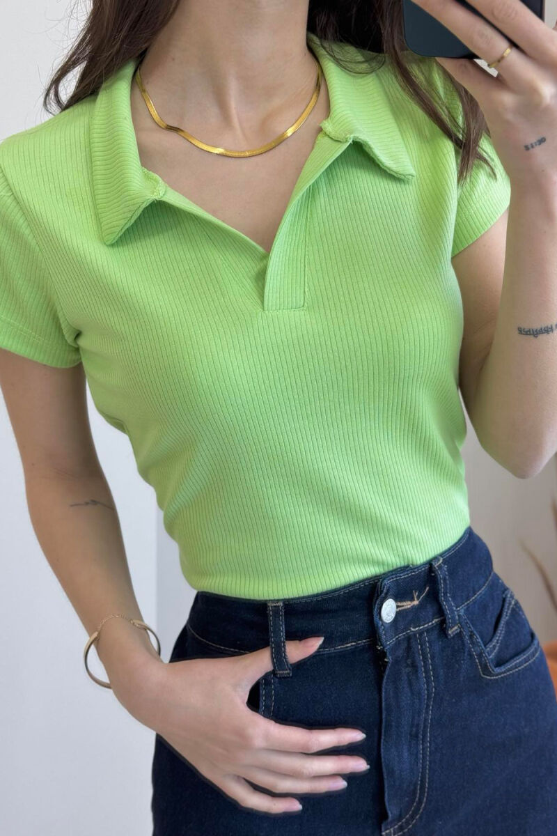 ONE COLOR SIMPLE WOMAN SHIRT LIGHT GREEN/JEZB - 7