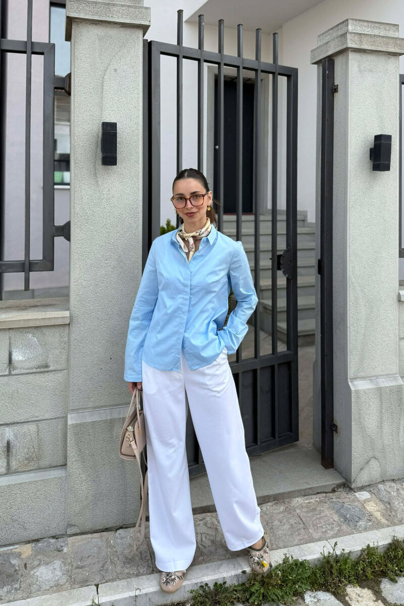 ONE COLOR SIMPLE WOMAN SHIRT LIGHTBLUE/BZ - 2