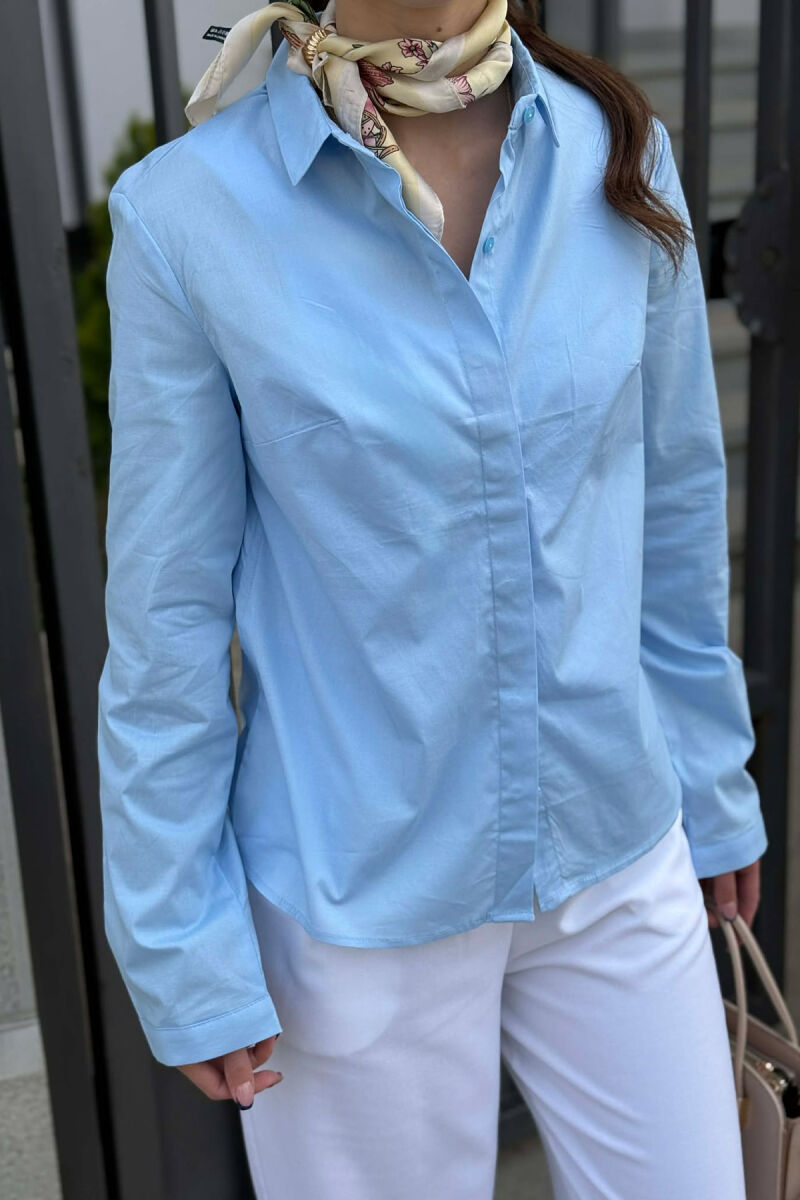 ONE COLOR SIMPLE WOMAN SHIRT LIGHTBLUE/BZ - 5