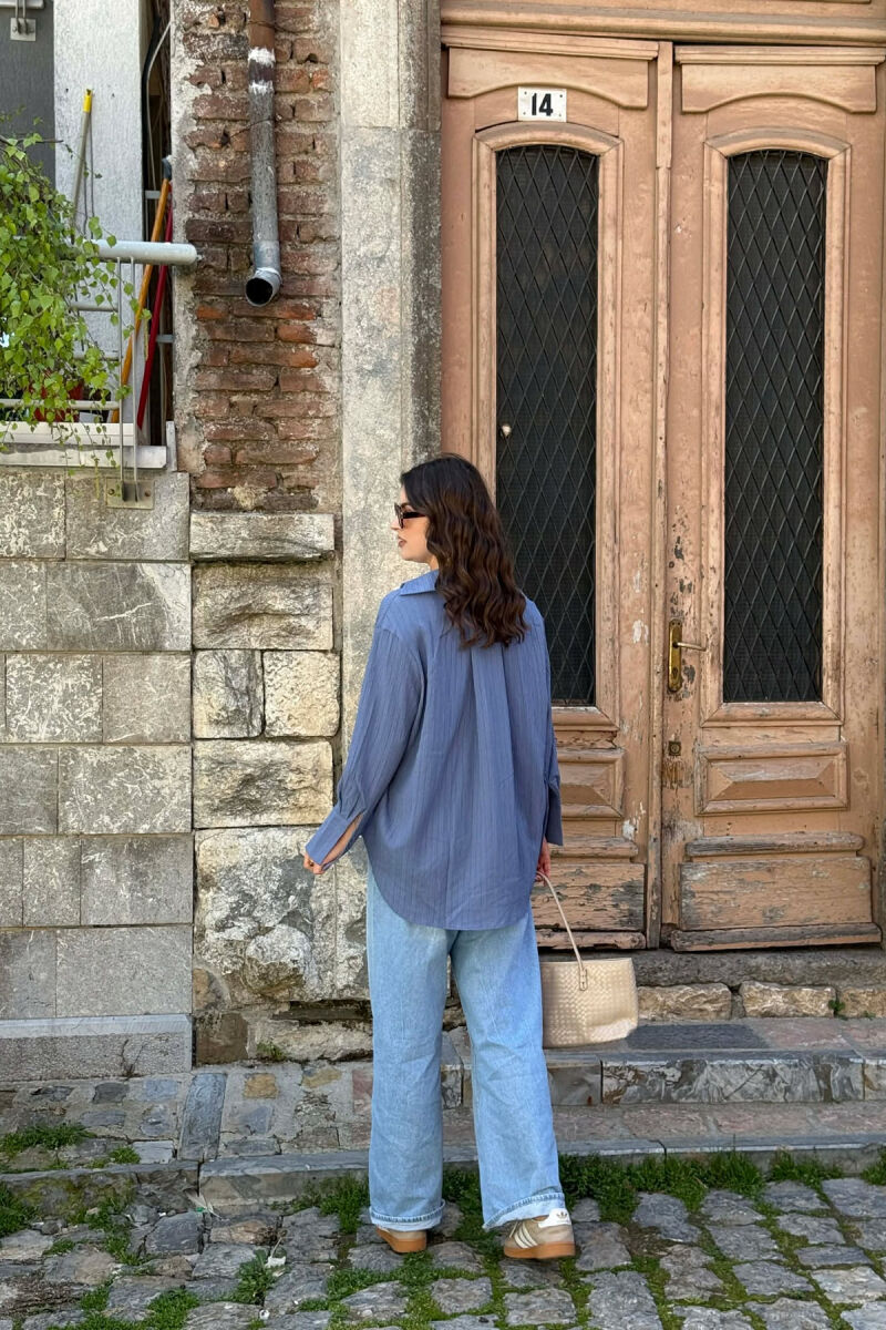 ONE COLOR SIMPLE WOMAN SHIRT LIGHTBLUE/BZ - 2