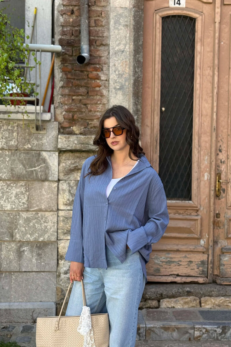 ONE COLOR SIMPLE WOMAN SHIRT LIGHTBLUE/BZ - 3