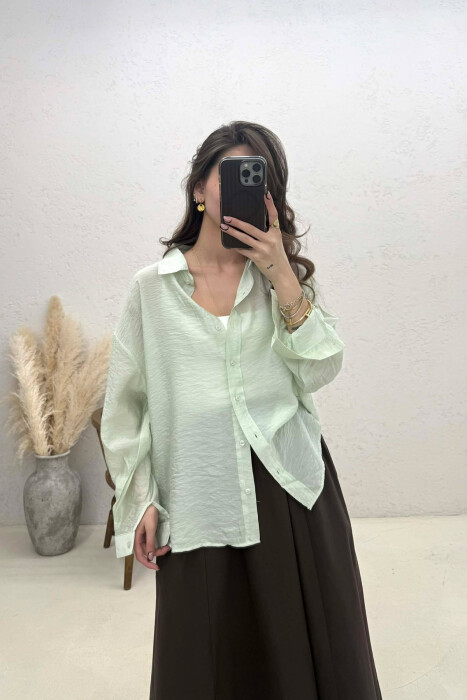 ONE COLOR SIMPLE WOMAN SHIRT MINT/MENTE - KLAUDIO FASHION
