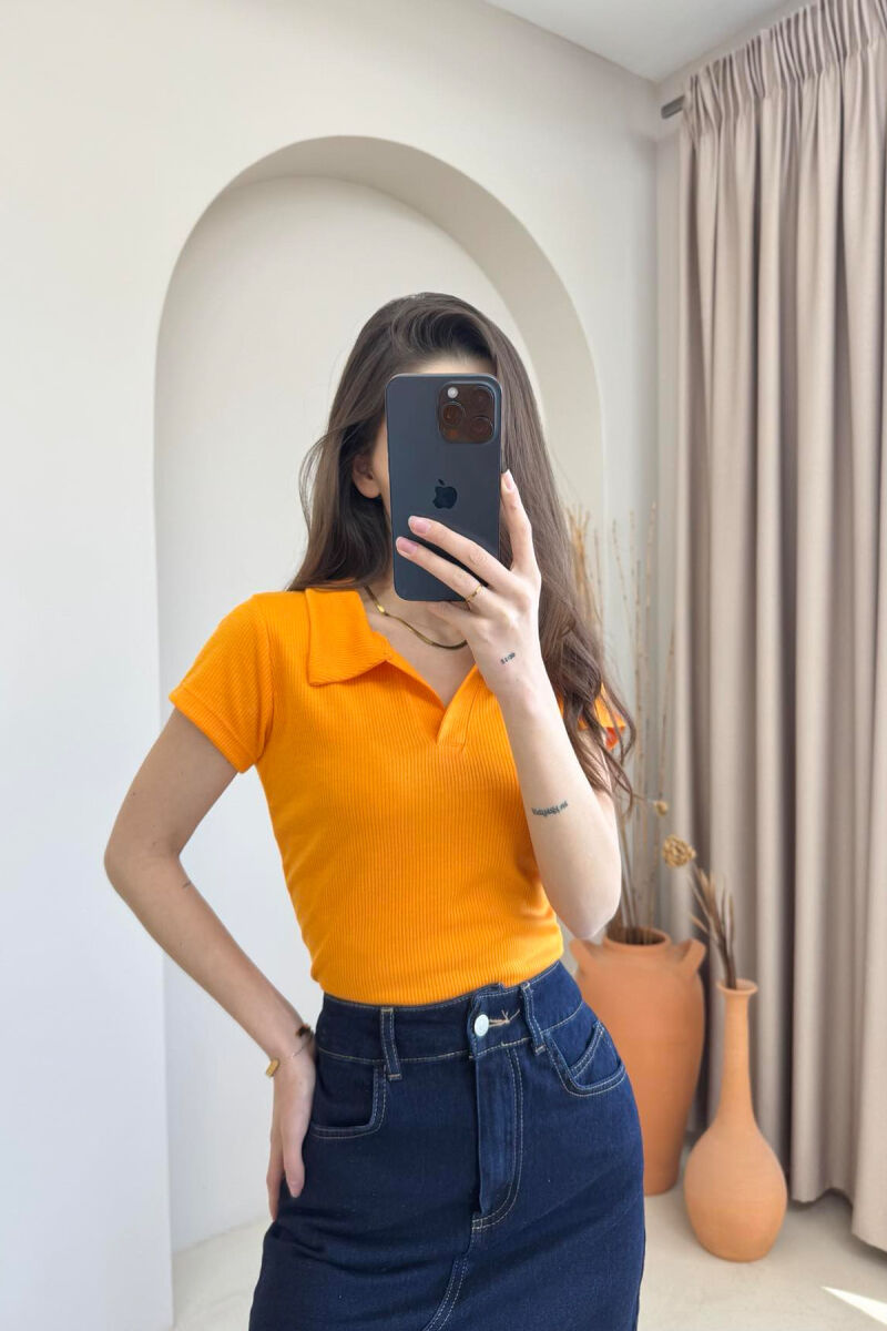 ONE COLOR SIMPLE WOMAN SHIRT ORANGE/PORTOKALLI - 1