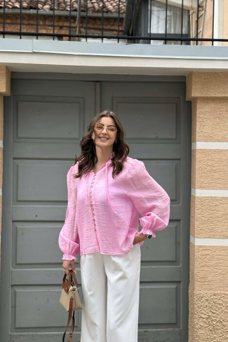 ONE COLOR SIMPLE WOMAN SHIRT PINK/ROZE - 1