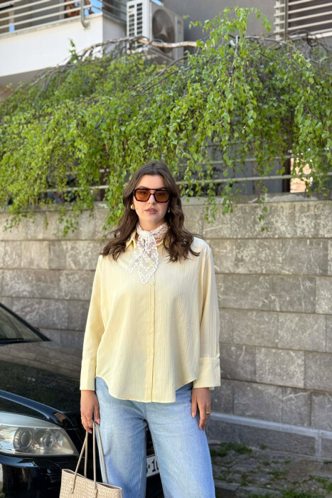 ONE COLOR SIMPLE WOMAN SHIRT YELLOW/E VERDHE 