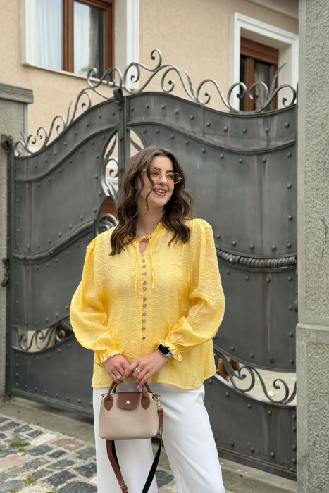 ONE COLOR SIMPLE WOMAN SHIRT YELLOW/E VERDHE 