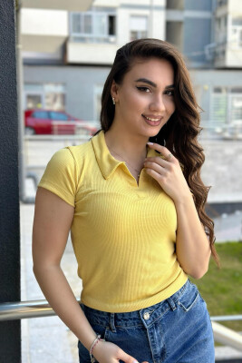 ONE COLOR SIMPLE WOMAN SHIRT YELLOW/E VERDHE 