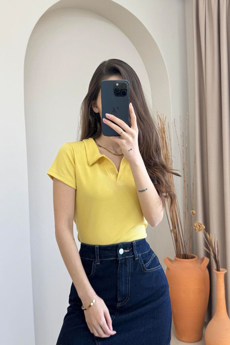 ONE COLOR SIMPLE WOMAN SHIRT YELLOW/E VERDHE - 1