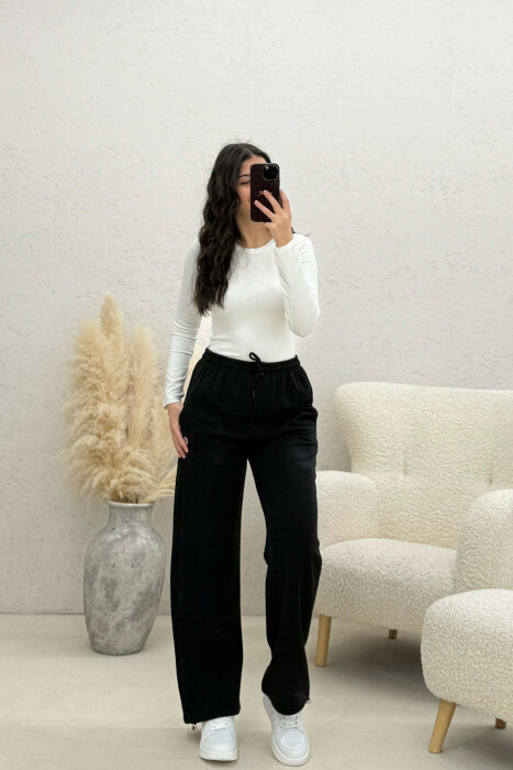 ONE COLOR SIMPLE WOMAN SWEATPANTS BLACK/ E ZEZE - KLAUDIO FASHION
