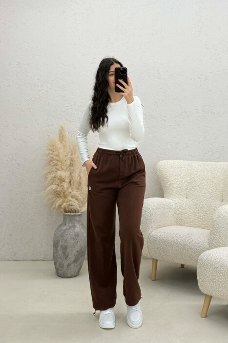 ONE COLOR SIMPLE WOMAN SWEATPANTS BROWN/KAFE - 1