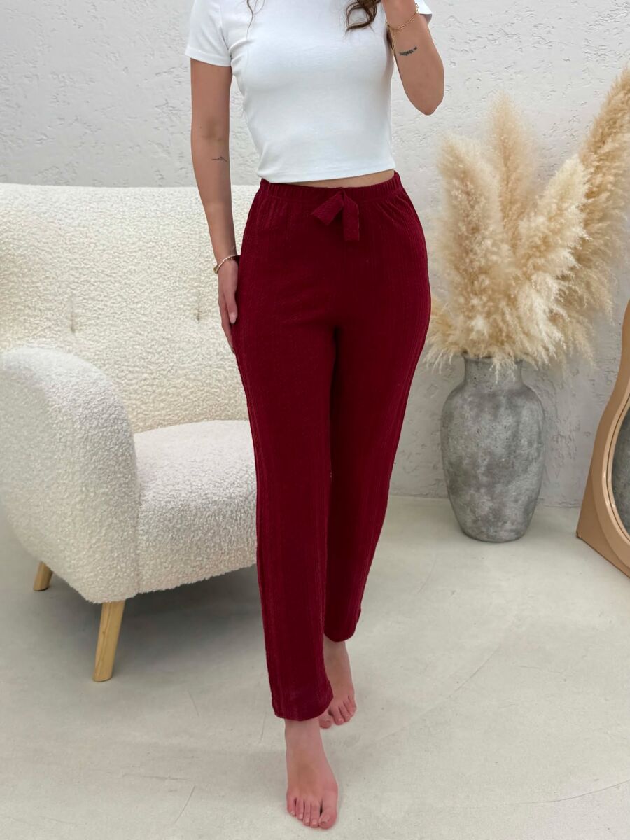ONE COLOR SIMPLE WOMAN SWEATPANTS BURGUNDY/VISHNJE - 2