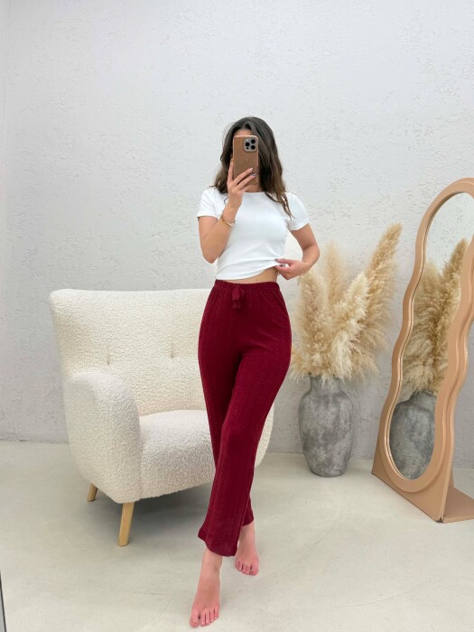 ONE COLOR SIMPLE WOMAN SWEATPANTS BURGUNDY/VISHNJE - 3