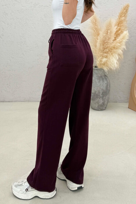 ONE COLOR SIMPLE WOMAN SWEATPANTS BURGUNDY/VISHNJE - 2