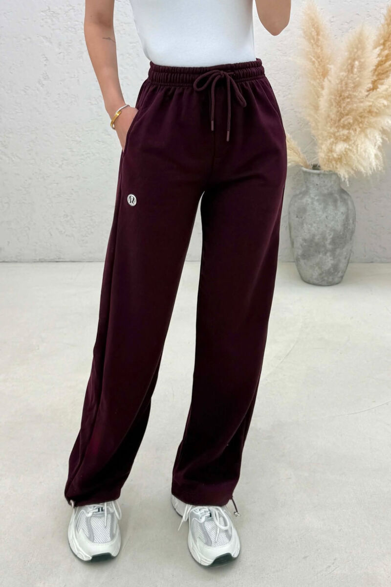 ONE COLOR SIMPLE WOMAN SWEATPANTS BURGUNDY/VISHNJE - 3