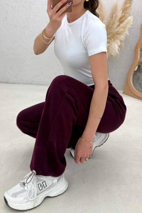 ONE COLOR SIMPLE WOMAN SWEATPANTS BURGUNDY/VISHNJE - 4