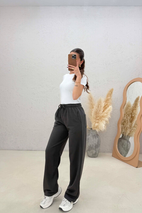 ONE COLOR SIMPLE WOMAN SWEATPANTS DARK GREY/GEE - 3