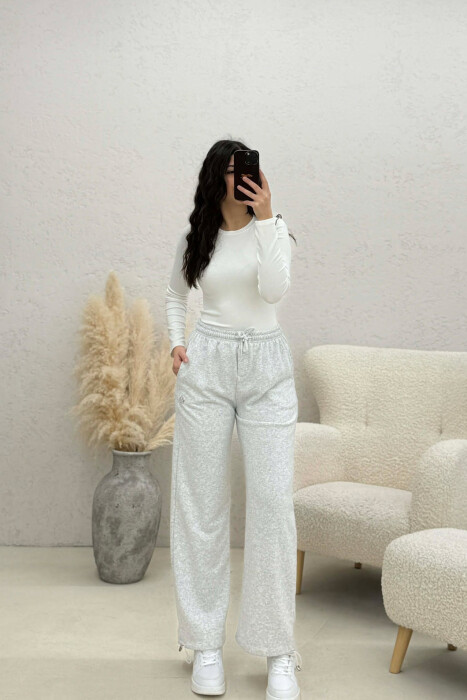 ONE COLOR SIMPLE WOMAN SWEATPANTS LIGHT GREY/GZ - 1