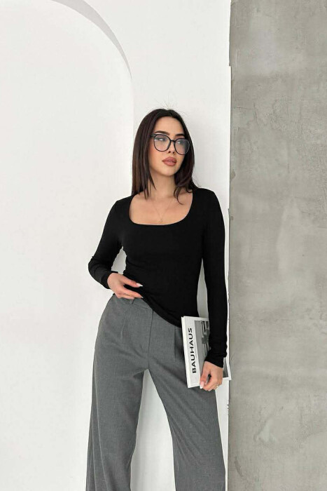 ONE COLOR SIMPLE WOMAN SWEATSHIRT BLACK/ E ZEZE - 2