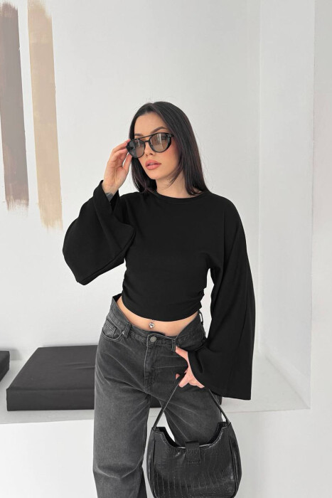 ONE COLOR SIMPLE WOMAN SWEATSHIRT BLACK/ E ZEZE 