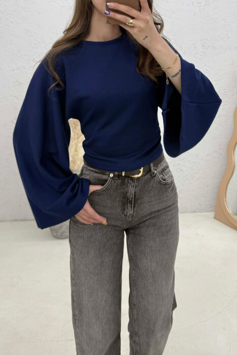 ONE COLOR SIMPLE WOMAN SWEATSHIRT BLUE/BLU - 3