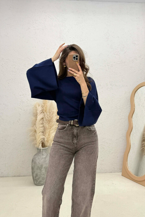 ONE COLOR SIMPLE WOMAN SWEATSHIRT BLUE/BLU - 4