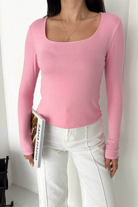 ONE COLOR SIMPLE WOMAN SWEATSHIRT PINK/ROZE 