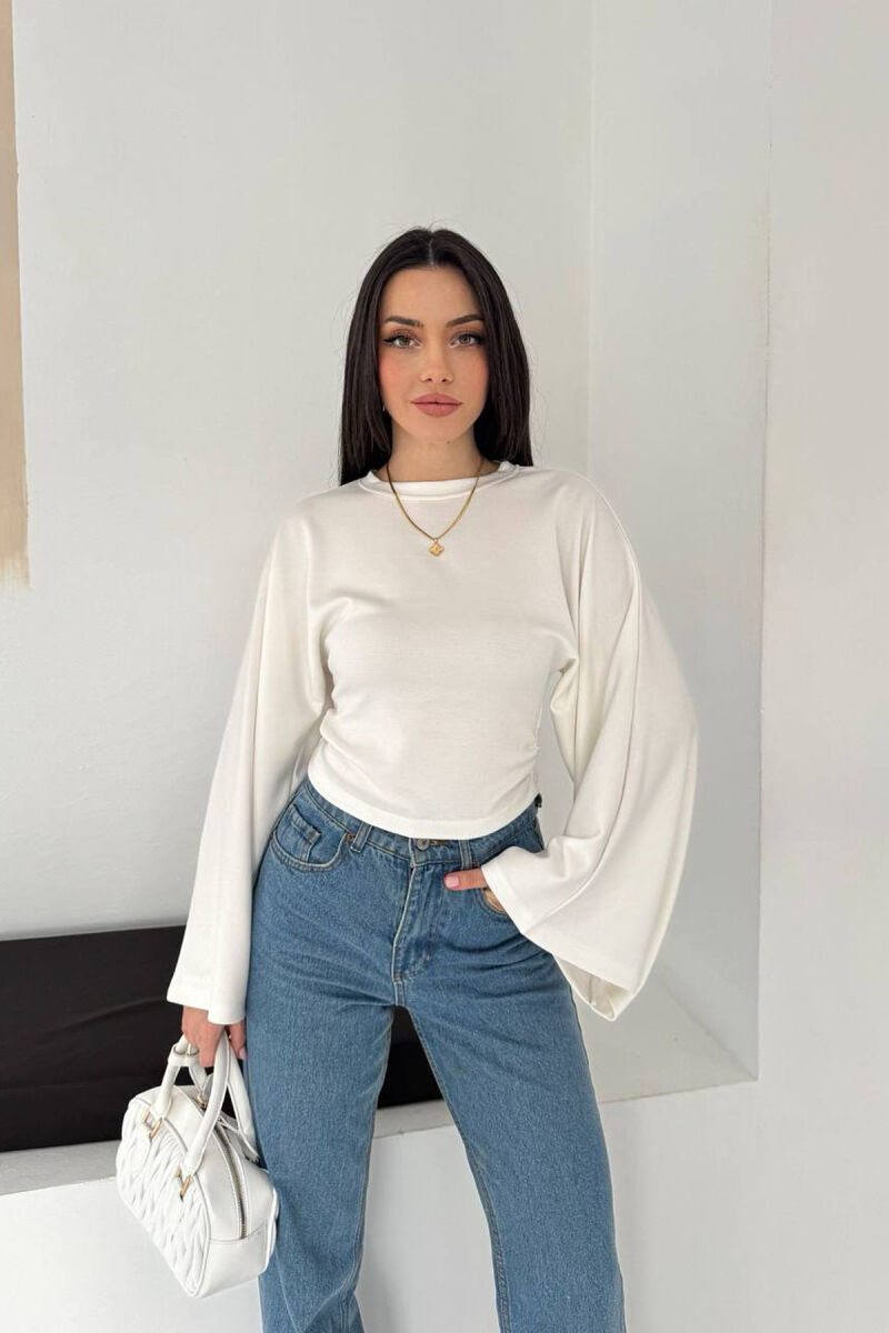 ONE COLOR SIMPLE WOMAN SWEATSHIRT WHITE-E BARDHE - 1