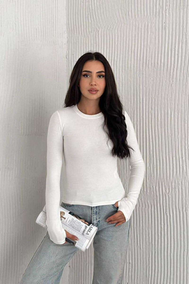ONE COLOR SIMPLE WOMAN SWEATSHIRT WHITE-E BARDHE - 1