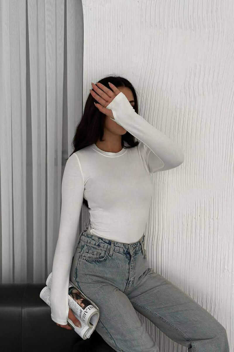ONE COLOR SIMPLE WOMAN SWEATSHIRT WHITE-E BARDHE - 2